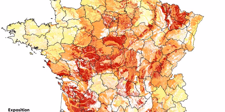 Consultation de la carte Géorisques pour le retrait-gonflement des sols argileux dans les Landes.