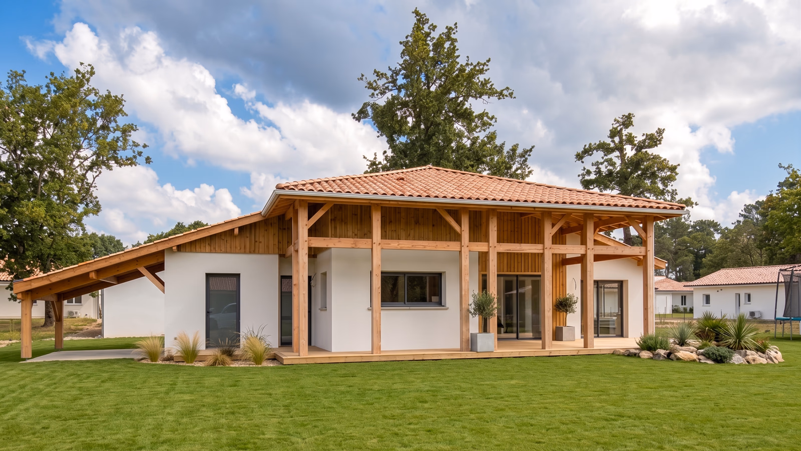 Maison landaise contemporaine de plain-pied construite par Landes Habitat à Castets