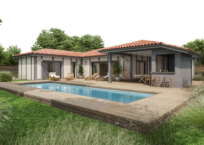 Détail architectural d'une maison contemporaine sur mesure Landes Habitat