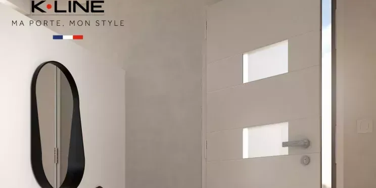 Porte d'entrée aluminium KLINE 2025 monobloc haute isolation RE2020 pour maison Landes Habitat