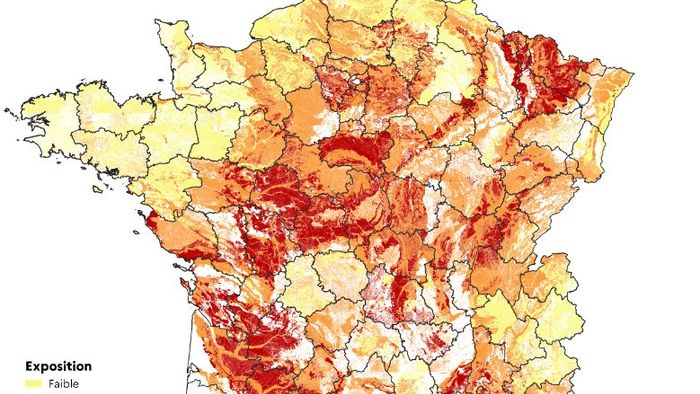 Consultation de la carte Géorisques pour le retrait-gonflement des sols argileux dans les Landes.