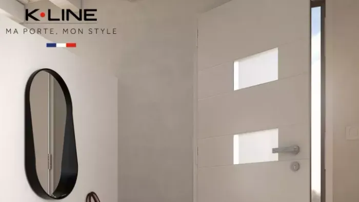 Porte d'entrée aluminium KLINE 2025 monobloc haute isolation RE2020 pour maison Landes Habitat