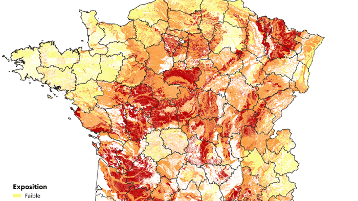 Consultation de la carte Géorisques pour le retrait-gonflement des sols argileux dans les Landes.